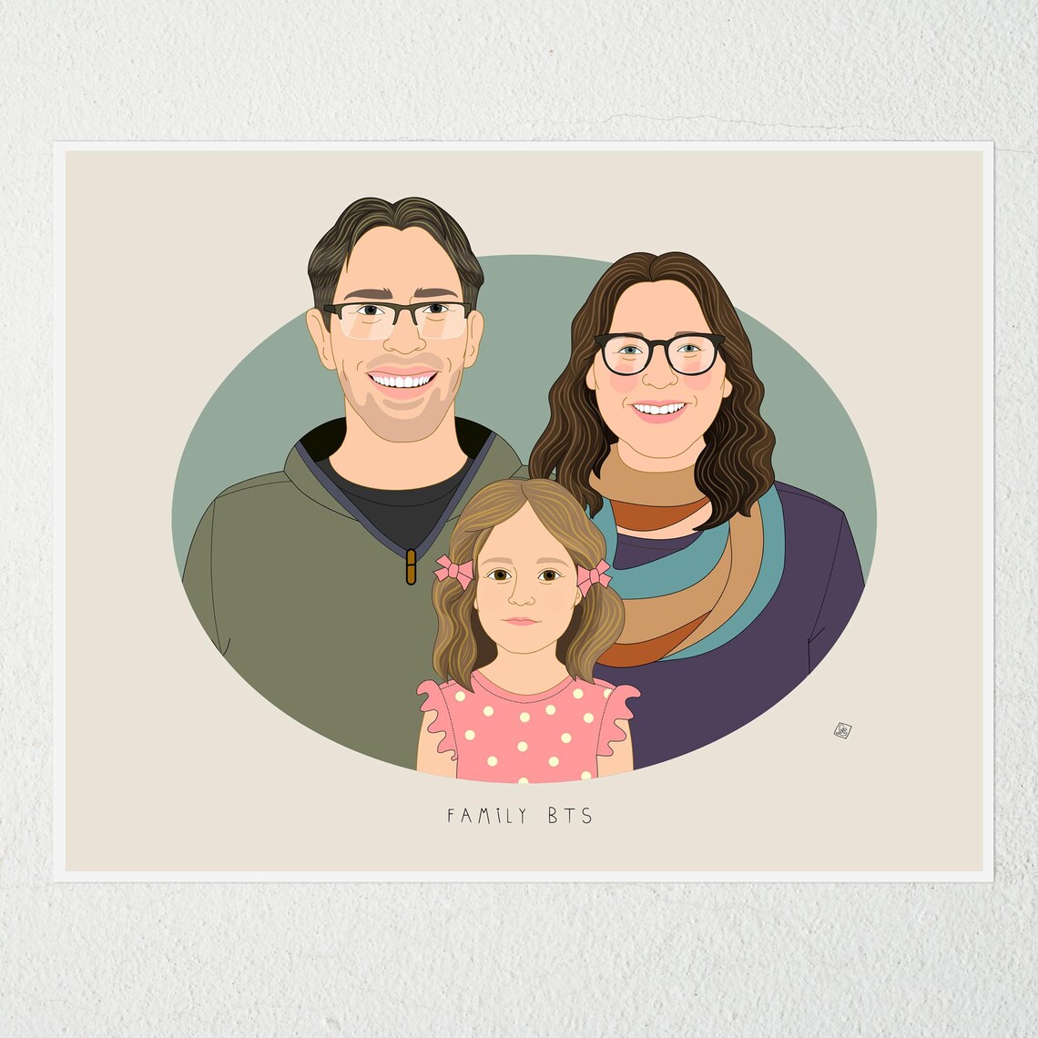 Custom Family Portrait Gift Certificate 8x10 Art Print by Artist - Image 5