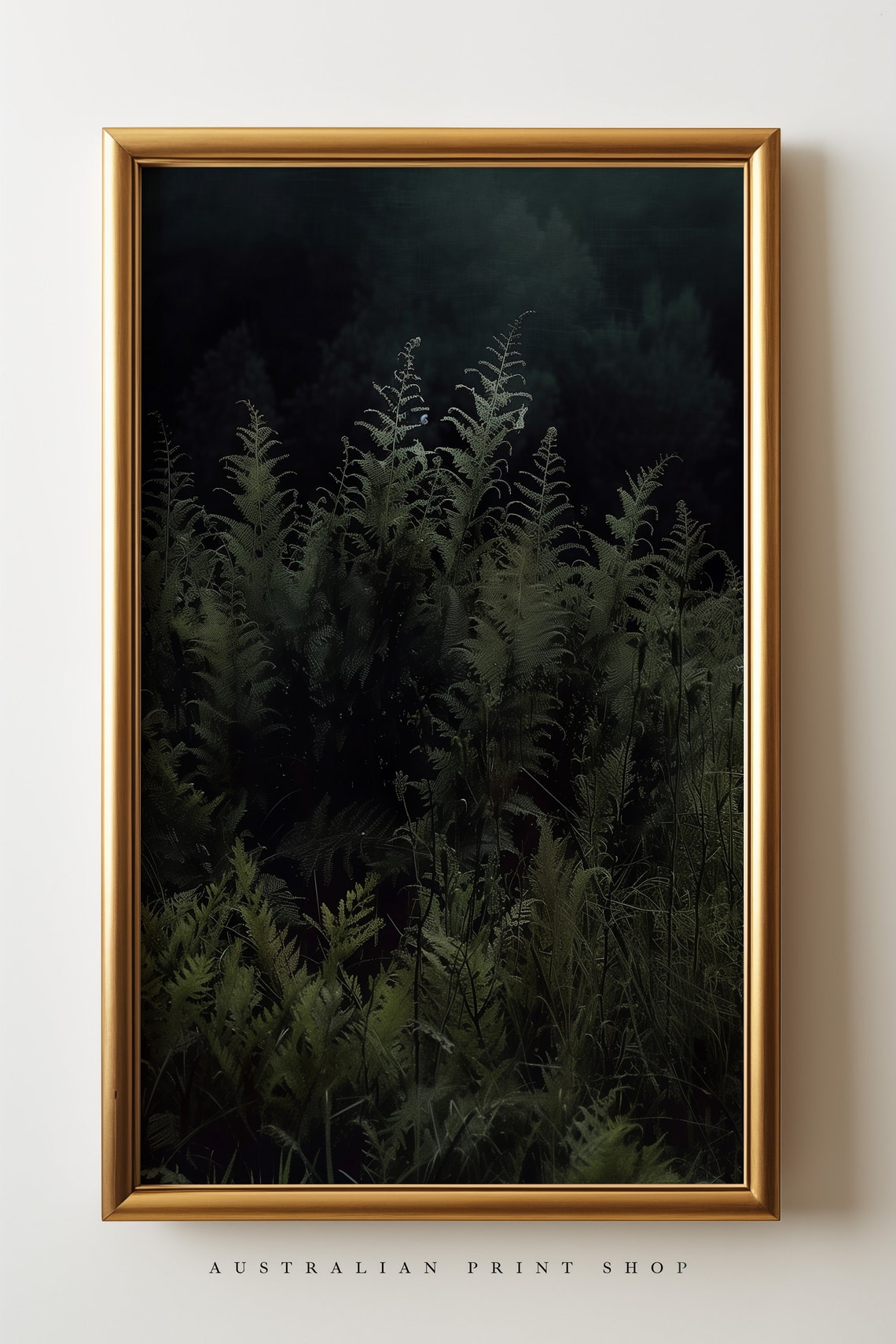 Vintage Fern Plant Forest Landscape Print Green Botanical Painting Wall Art Moody Dark Theme - Image 2