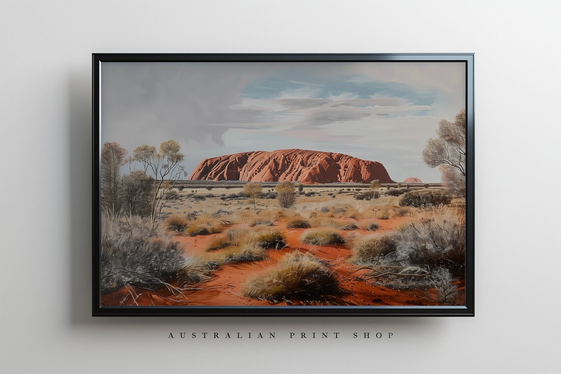 Vintage Uluru Painting, Rustic Aussie Travel Poster - Image 7