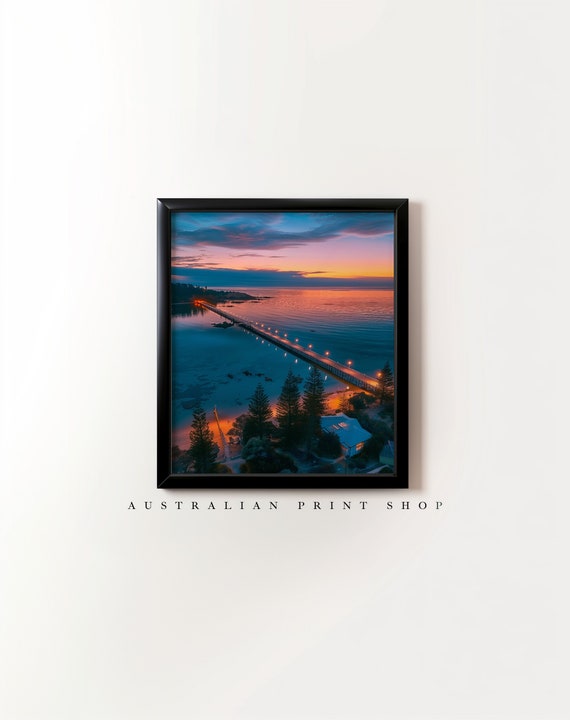 Coastal Bridge Painting Beach Print Turquoise Ocean Coastal Reef Art Summer Sunset Art