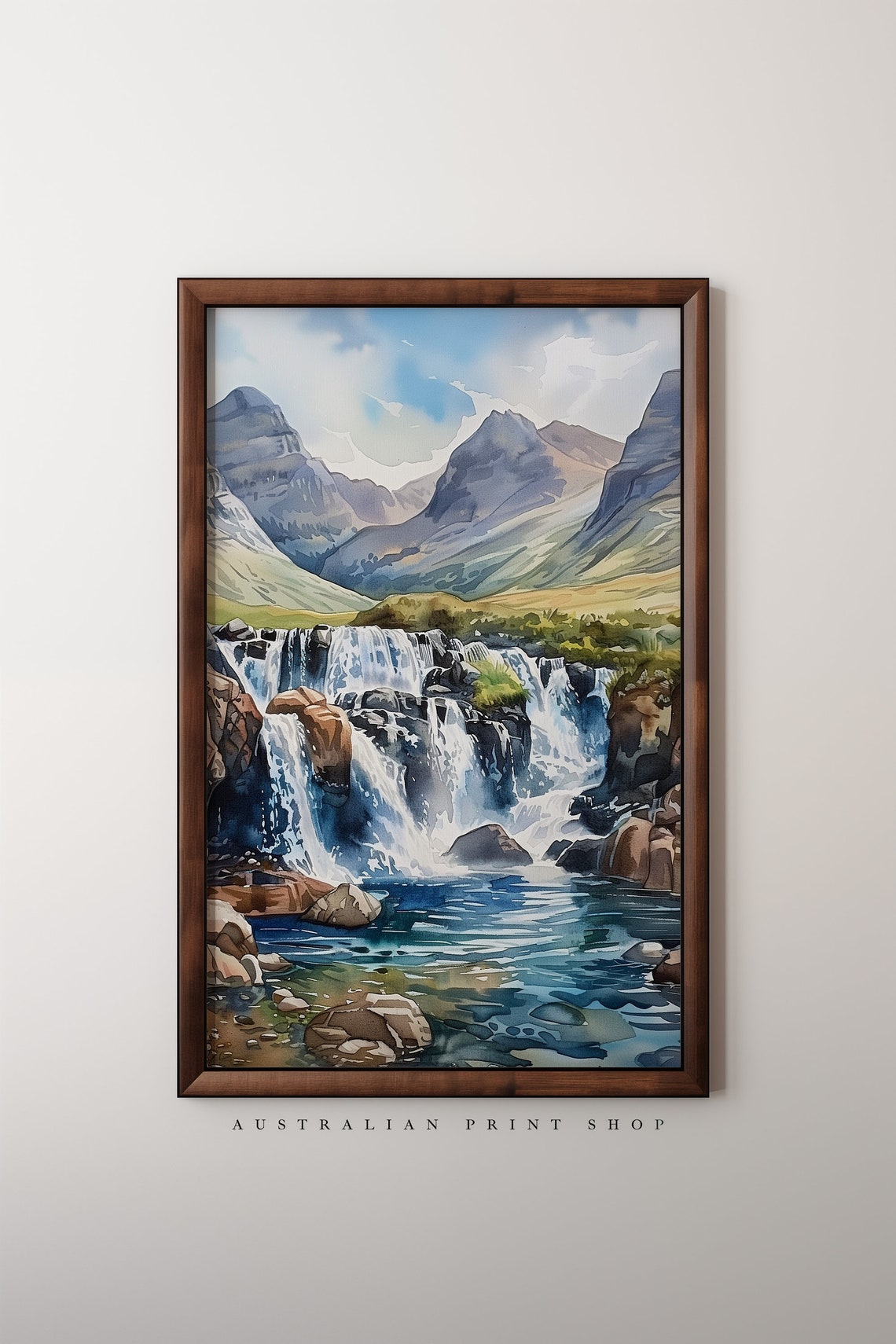 Fairy Pools Watercolor Art Highlands Art Print Mountain Landscape Print Waterfall Painting - Image 3