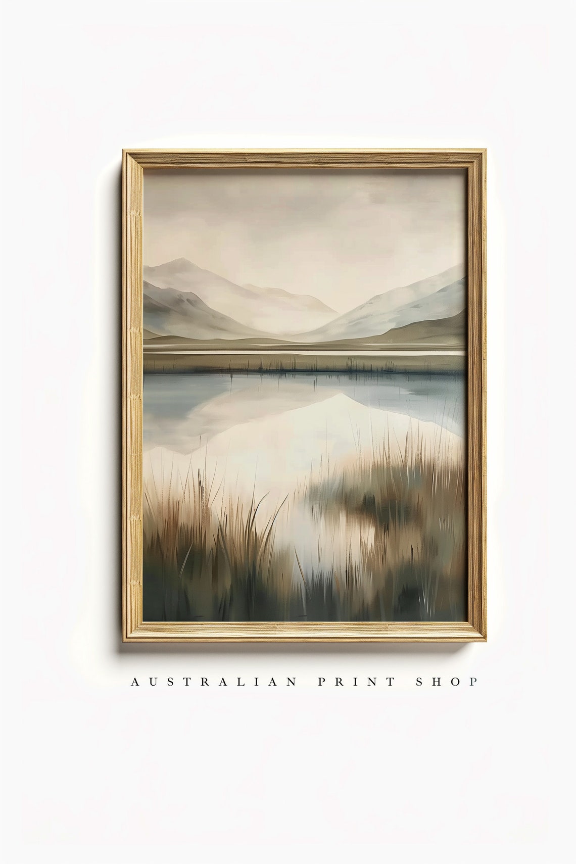 Mountain Lake Landscape Painting Lake Front Print Cottage Wall Decor Neutral Calming Painting - Image 6