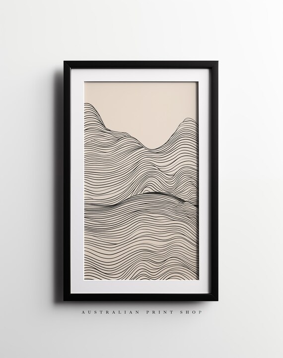 Minimalist Line Art Abstract Wall Art Print, Neutral Decor
