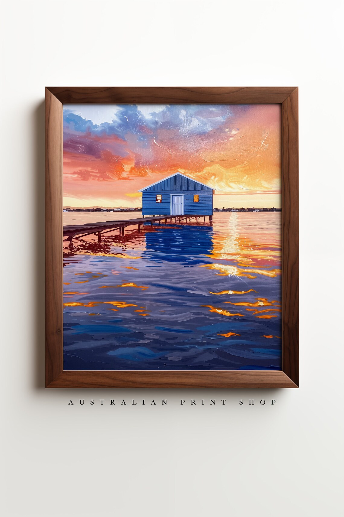 Perth Blue Boatshed, Swan River Sunset Art Print - Image 3