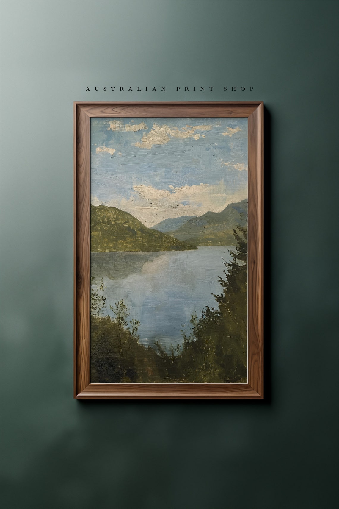 Rustic Lakeside Charm Vintage Lake Painting Antique Art Print Landscape Oil Painting For Farmhouse Decor Lake House Art - Image 6