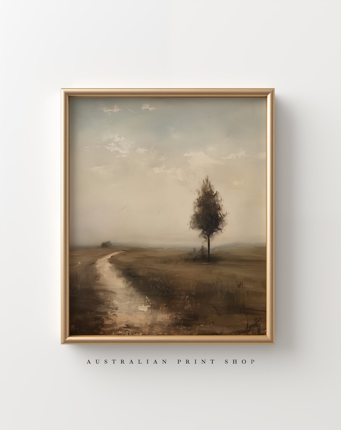 Australian Tree-Lined Landscape, Oil Painting Art Print - Image 2