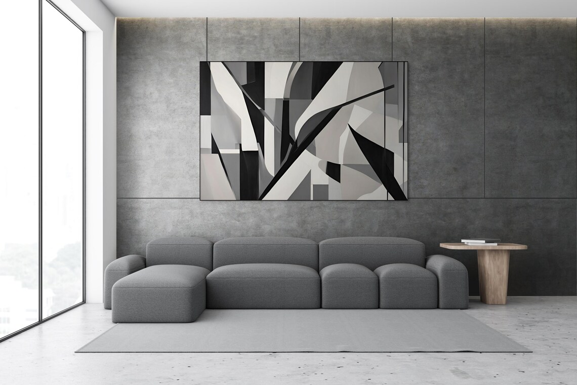 Monochromatic Abstract Wall Art, Contemporary - Image 2
