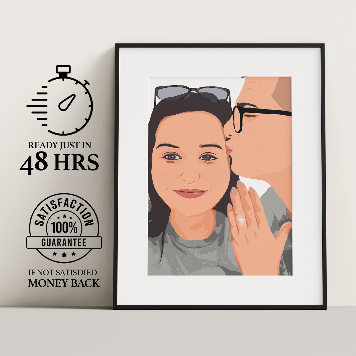 Custom Vector Art Portrait, Personalized Gift For Her