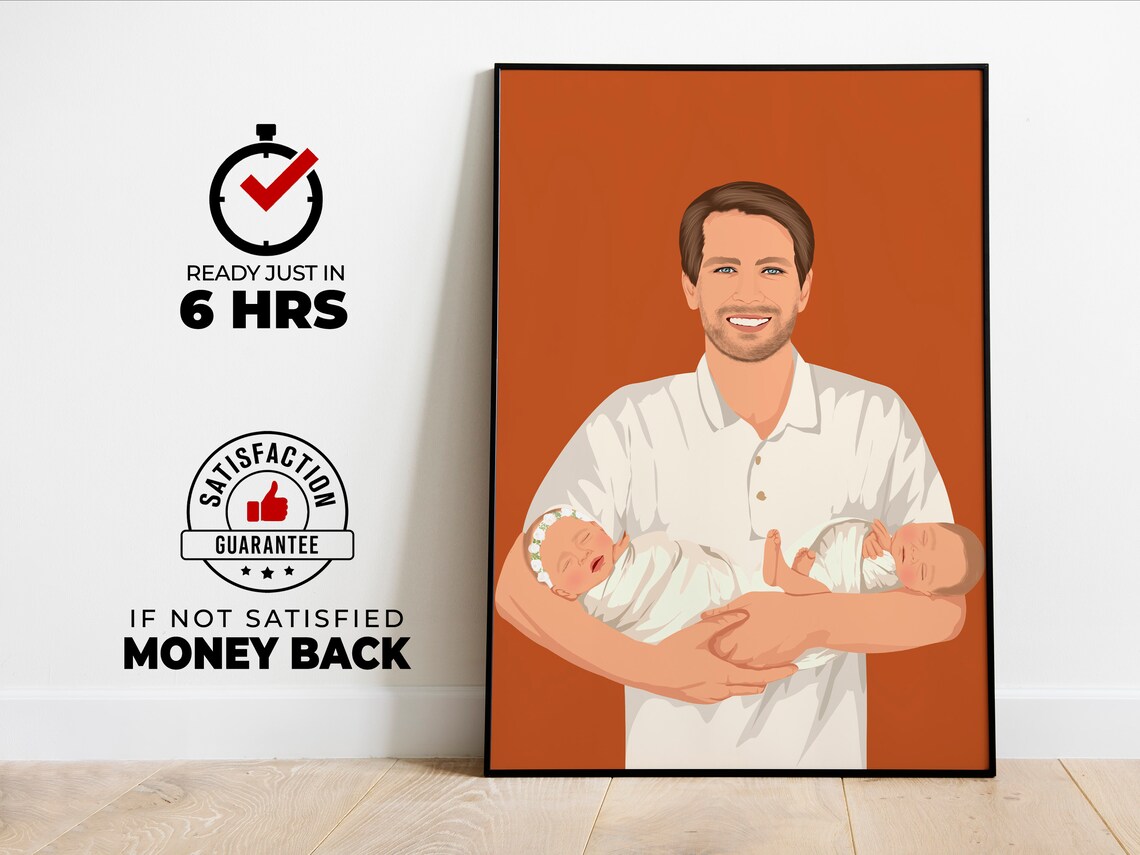 Personalized Dad Portrait, Meaningful Fathers Day Gift