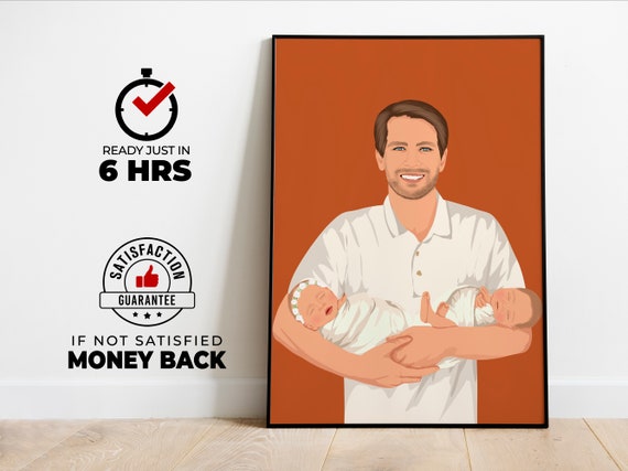 Personalized Dad Portrait, Meaningful Fathers Day Gift
