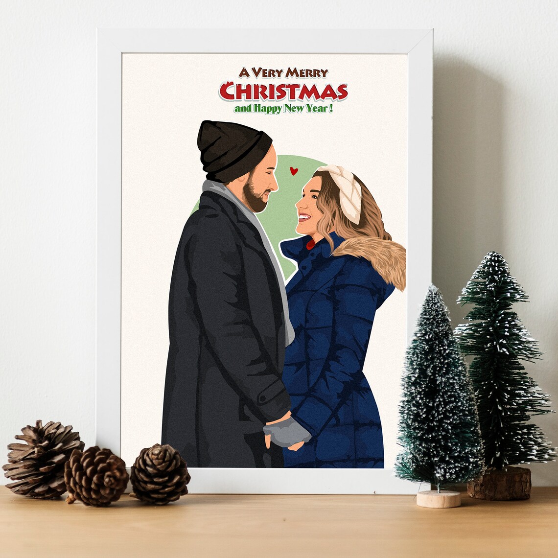 Faceless Portrait Christmas Drawing, Gift For Her - Image 3