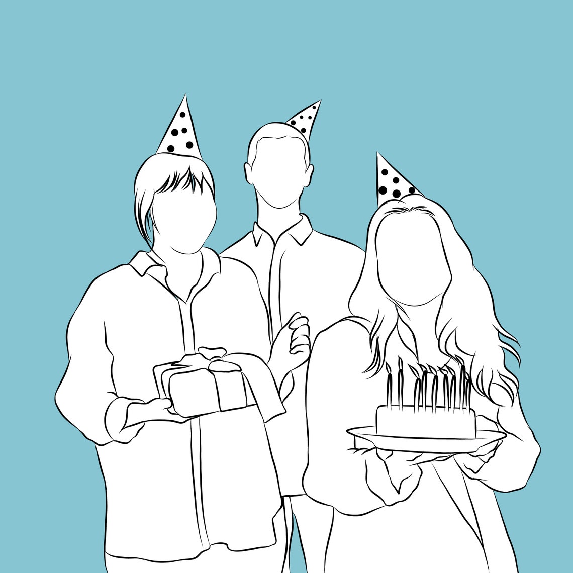 Custom Illustration Art Line Art Custom Portrait Family Portrait Couples Portrait Personalised Gift Custom Line Drawing Pet - Image 3