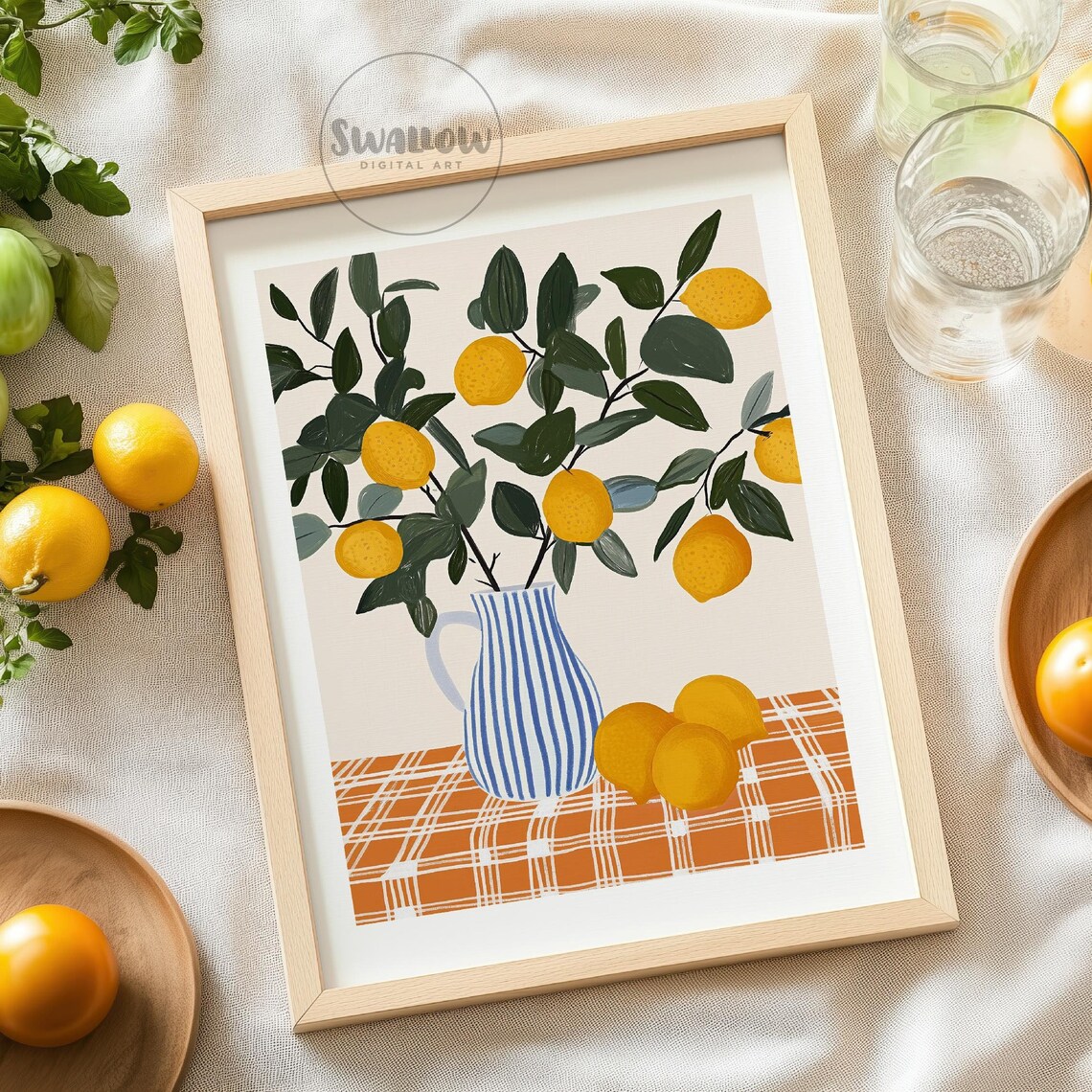 Boho Kitchen Decor Lemon Art Print Kitchen Wall Art Citrus Print Fruit Market Print Kitchen Art - Image 4