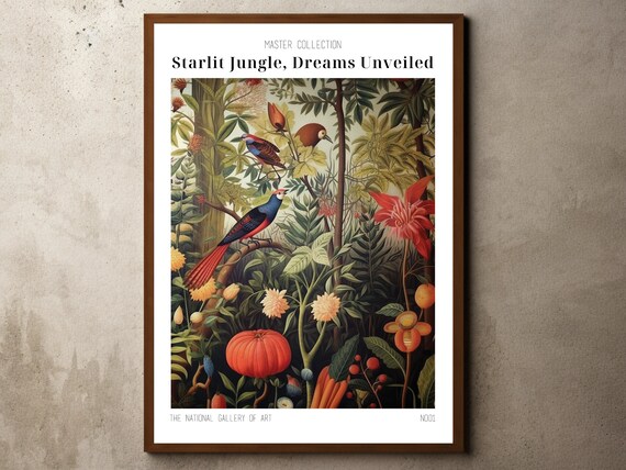 Henri Rousseau Print Poster Tropical Decor Botanical Jungle Exhibition Animals Forest Vintage Wall Art