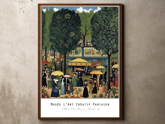 Henri Rousseau Print Poster Tropical Decor Botanical Jungle Exhibition Animals Forest Vintage Wall Art