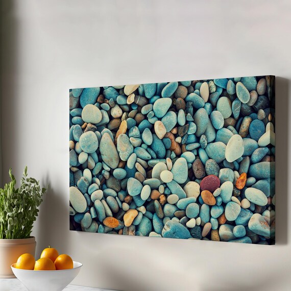 Turquoise Blue Sea Pebbles Stone Abstract Coastal Decor Poster