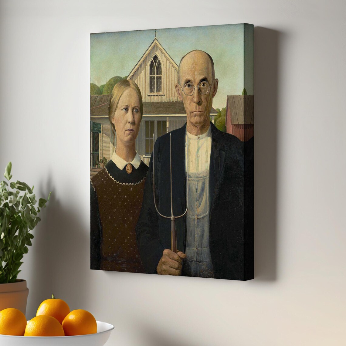 American Gothic Grant Wood Farmer And Daughter Classic Art Poster