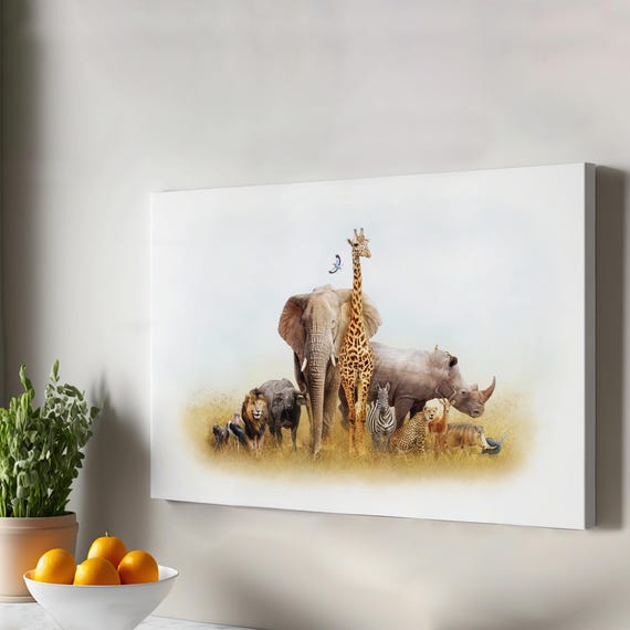 Animal Kingdom Decorative Canvas Painting Housewarming Gifts Wall Art Framed Large