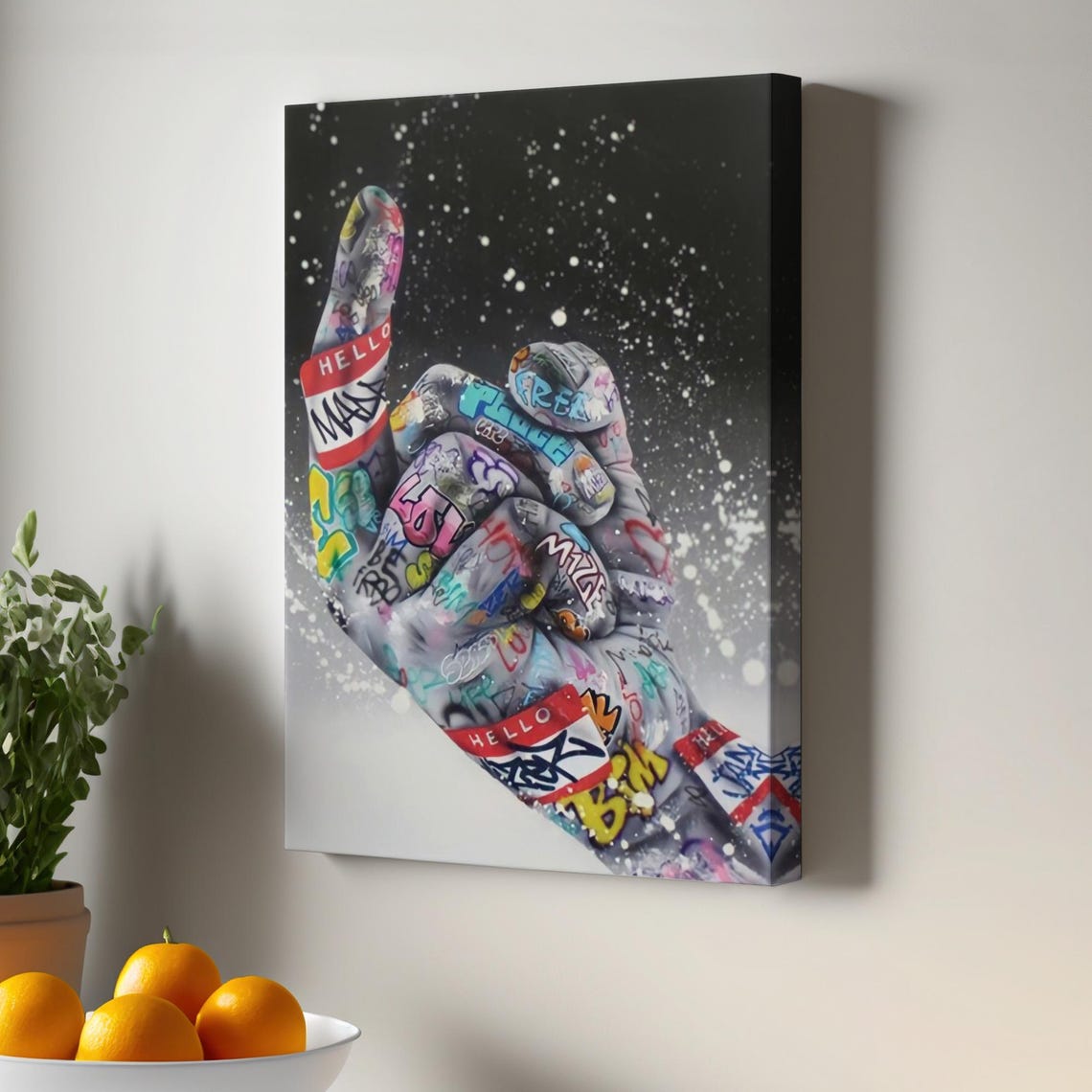Graffiti Hand Middle Finger Gesture Urban Street Art Rebellion Poster
