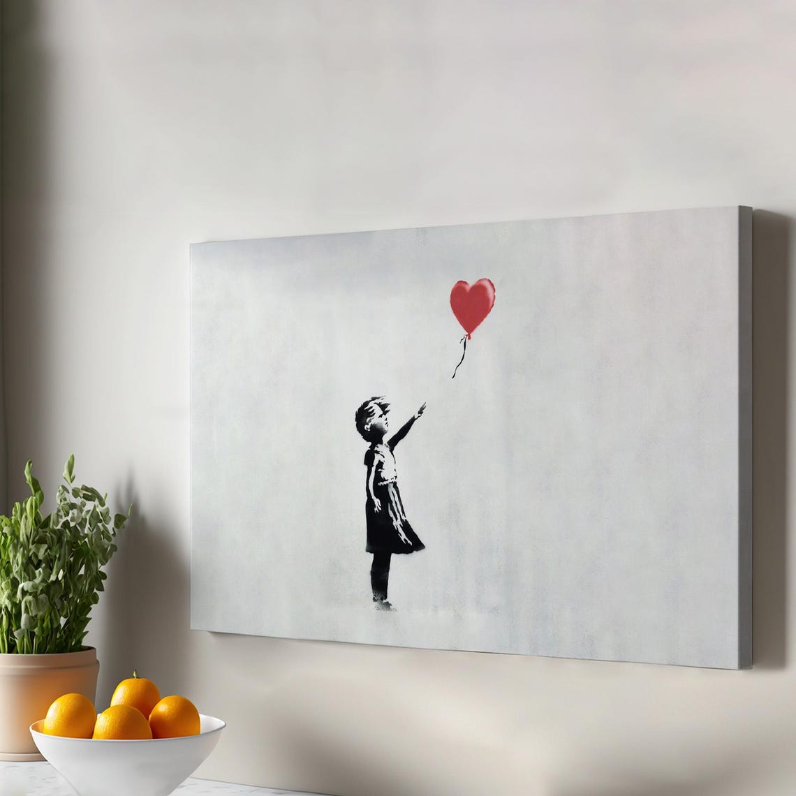Banksy Girl With Red Heart Balloon Iconic Street Art Stencil Poster