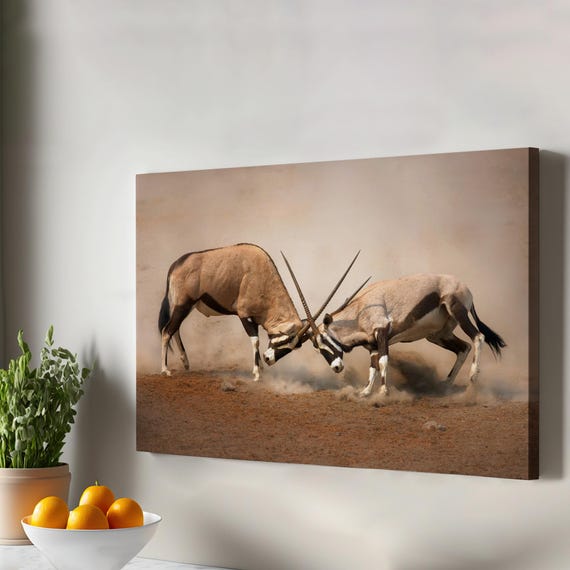 Antelope Decorative Canvas Painting Animal Wall Art Framed Modern Decor