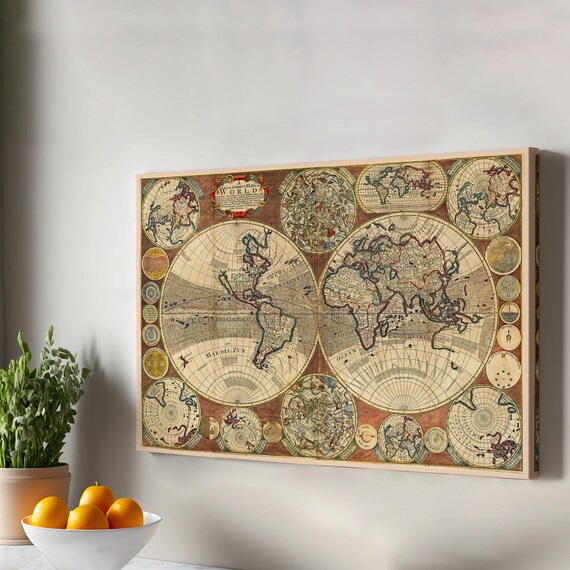 Vintage Retro World Map Painting Housewarming Gifts Large Wall Hanging Classic Canvas Art Room Decor
