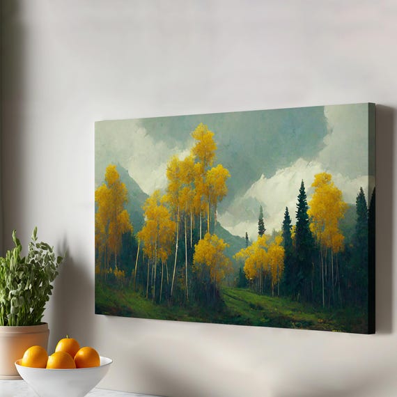 Forest Landscape On The Slope Wall Canvas Table Nature Art Decor