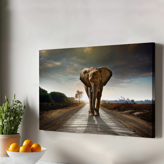 Elephant Decorative Canvas Painting Housewarming Gifts Animal Wall Decor Art Modern