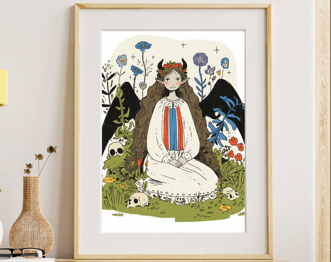 Little Demon Girl Unique Canvas Art Print