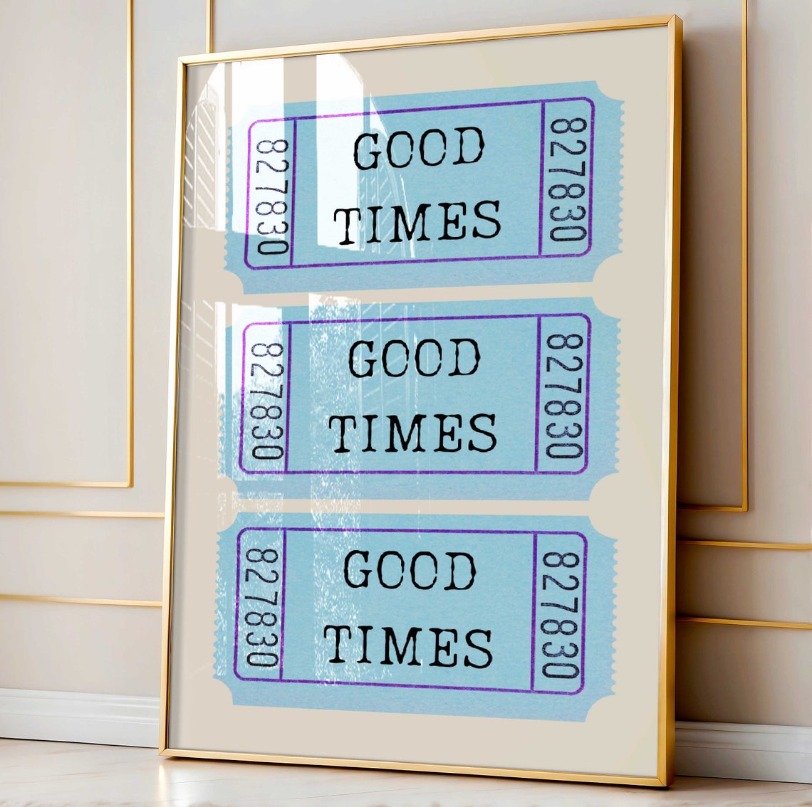 Blue Good Times Retro Movie Ticket Stub Nostalgic Wall Poster - Image 2