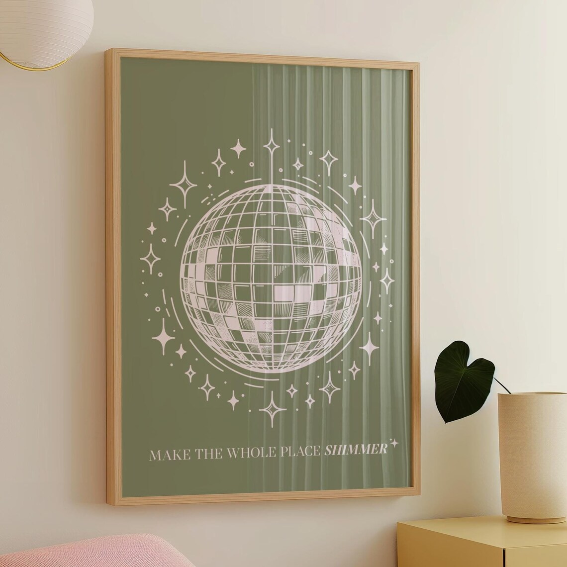 Mirrorball Print, Sage Green Music Wall Art