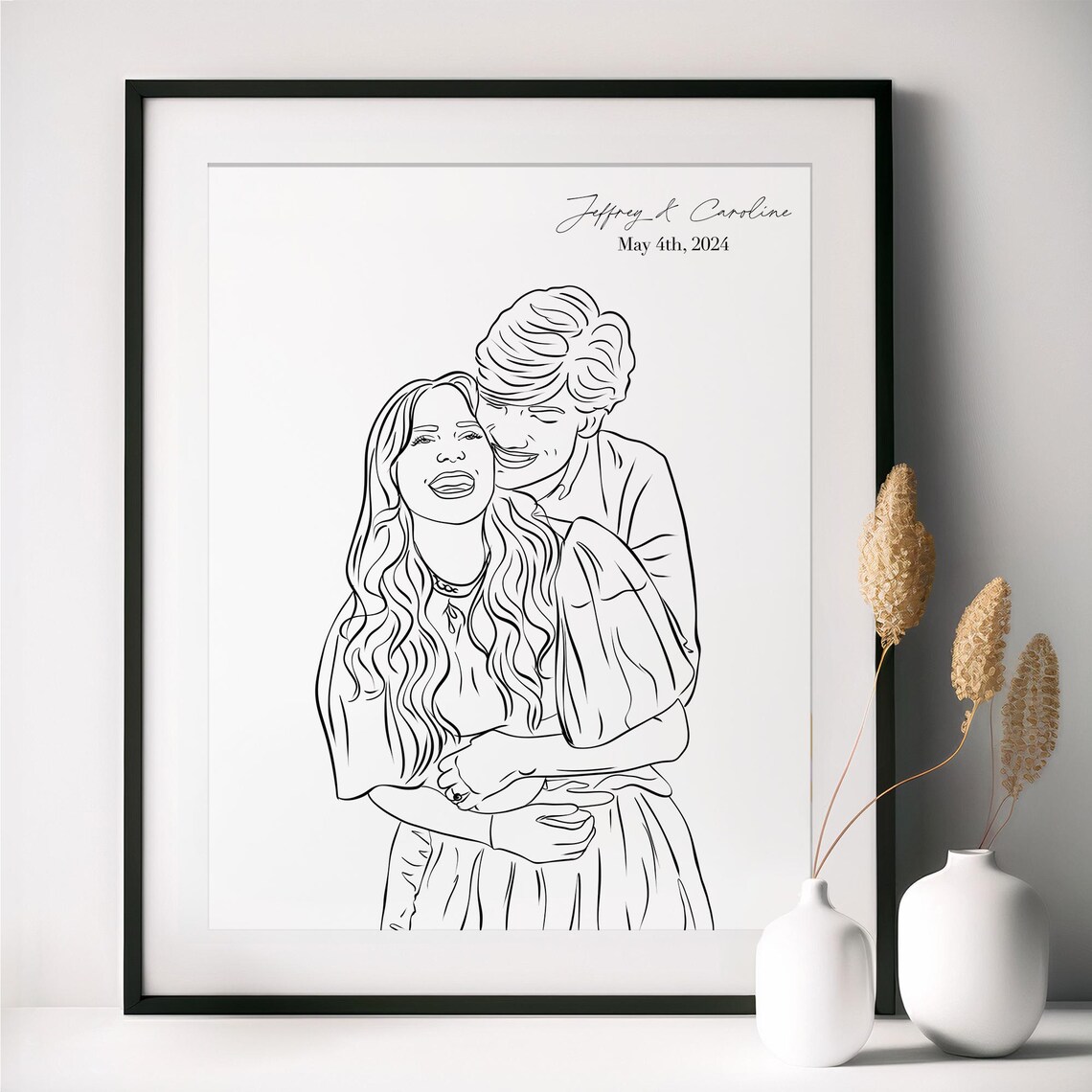 Für Immer Wir Anniversary Line Drawing Couple Portrait Poster - Image 3