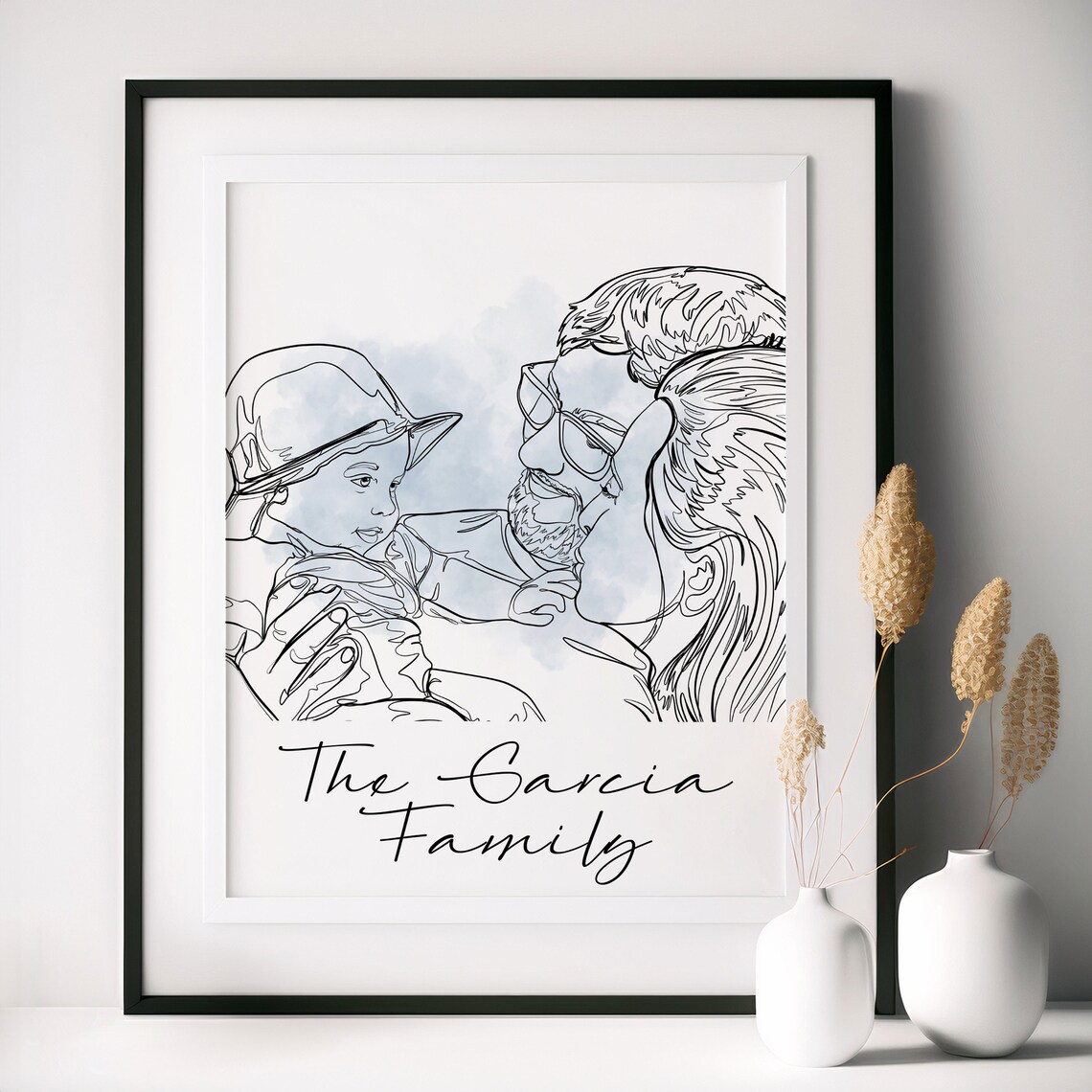 The Garcia Family Line Art Custom Family Portrait Keepsake Poster