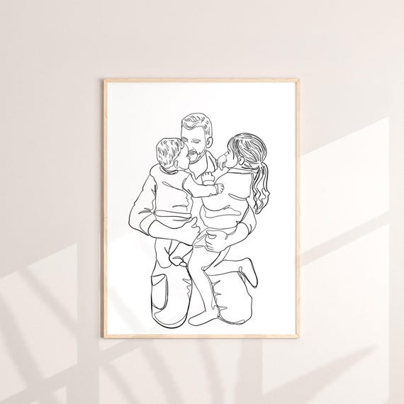 One Line Portrait Custom Family Portrait Personalized Gift Custom Dad Gift Line Drawing From Photo Family Gift Grandparents Gift