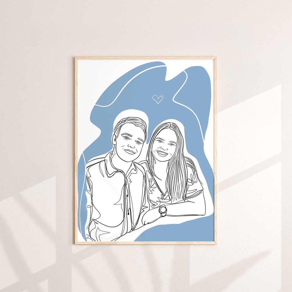 New Parents Admiring Newborn Line Portrait in Ochre Tones Poster - Image 2