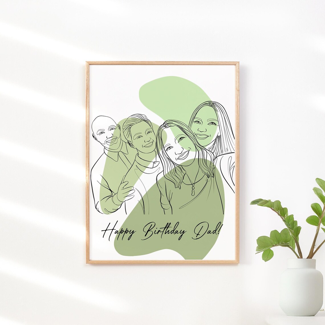 Santa Family Est 2024 Minimalist Line Drawing Trio Portrait Poster - Image 3