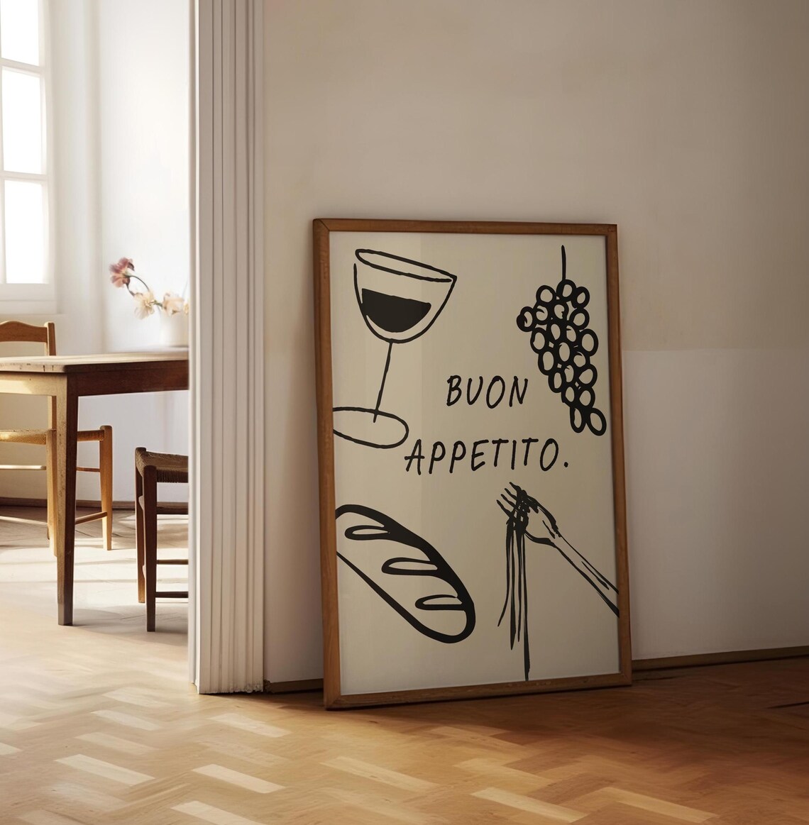 Buon Appetito Italian Kitchen Hand Drawn Food Art Wall Poster - Image 2