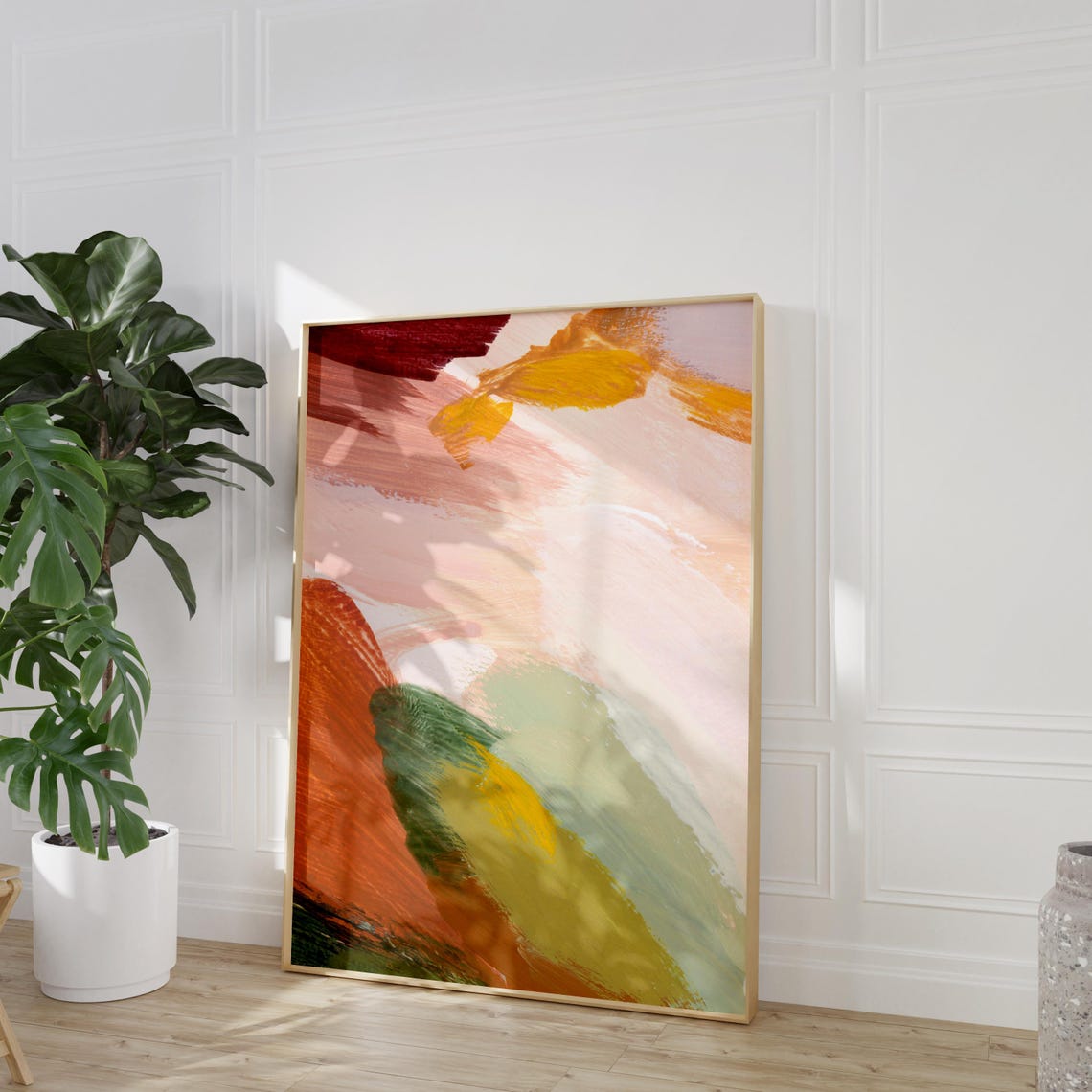 Abstract Brushstrokes Terracotta Sage Blush Modern Art Decor Art Print - Image 2