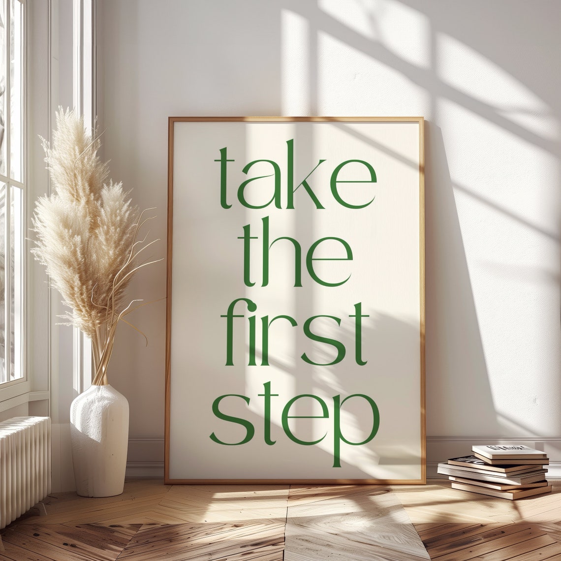 Take the First Step Green Serif Minimalist Motivational Wall Print - Image 2