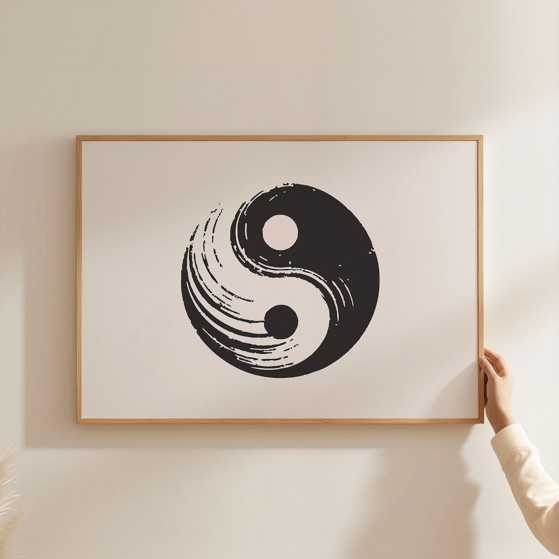 Yin Yang Brushstroke Zen Symbol Black White Spiritual Art Poster
