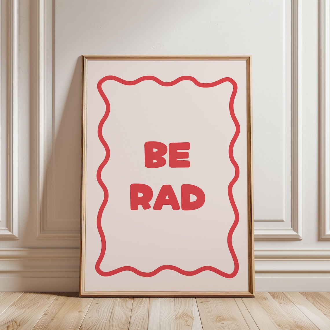 Be Rad Fun Red Wavy Border Motivational Typography Poster Retro