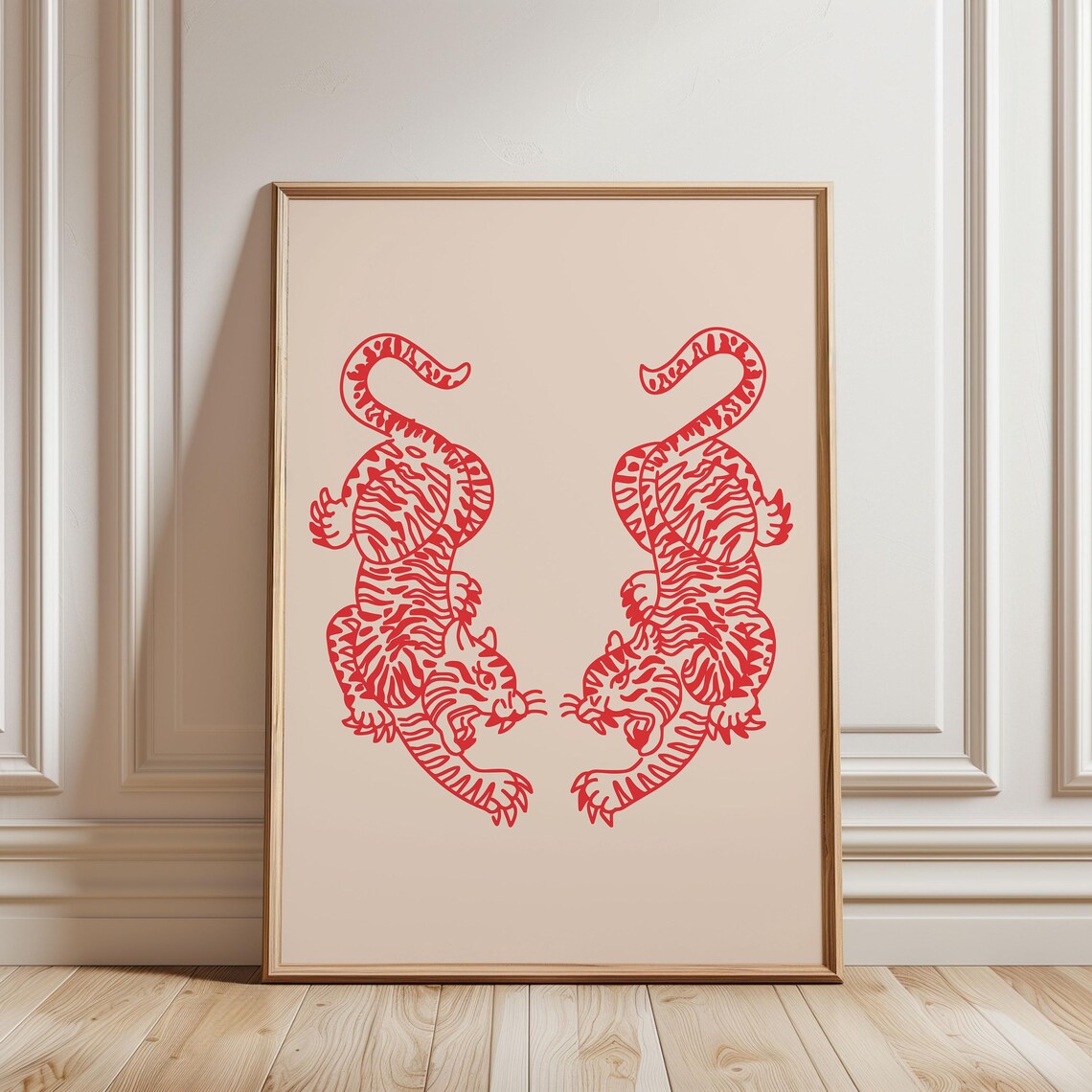 Tiger Minimalist Japanese Poster, Art Print