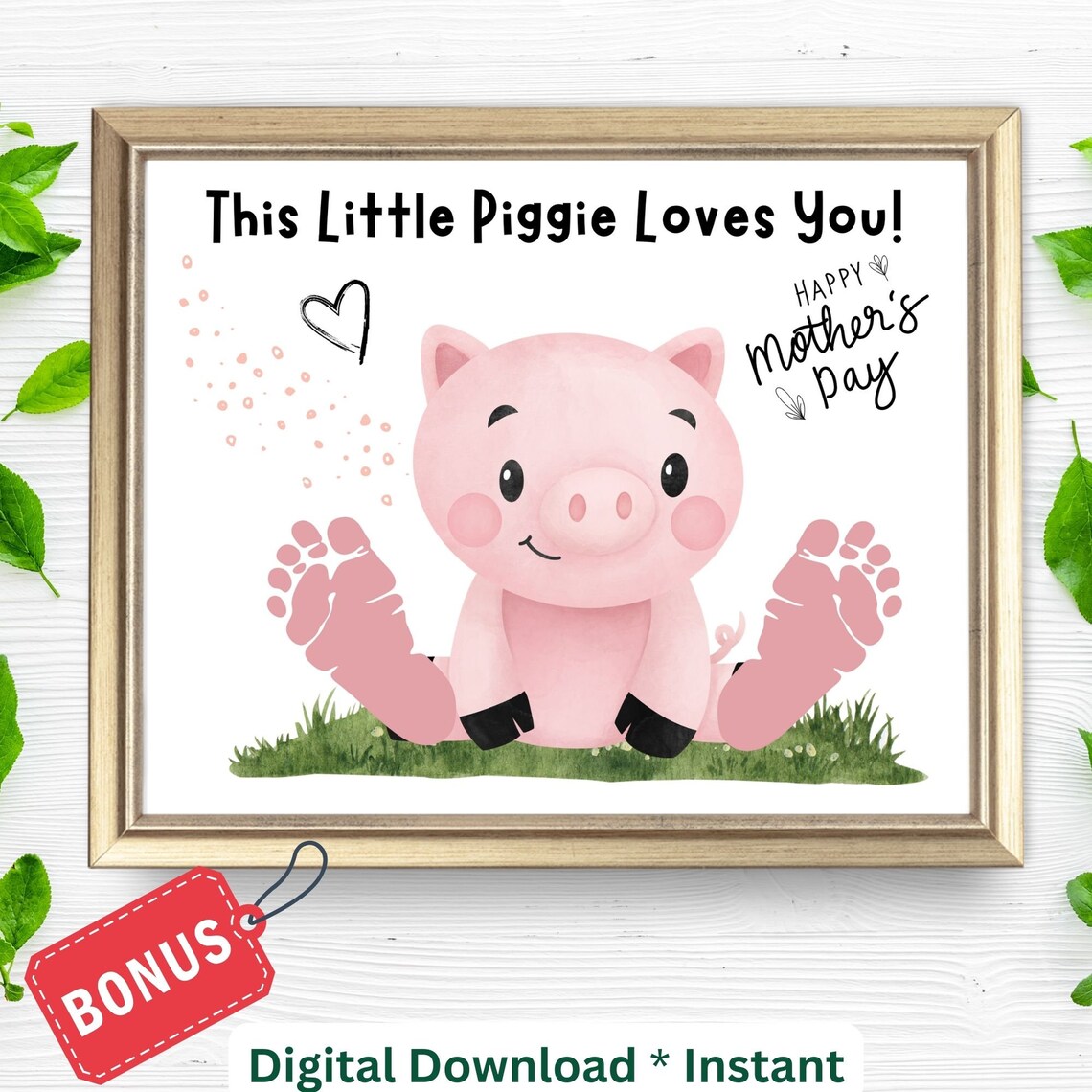 Mother's Day Pig Footprint Sign, Funny Keepsake Art Print
