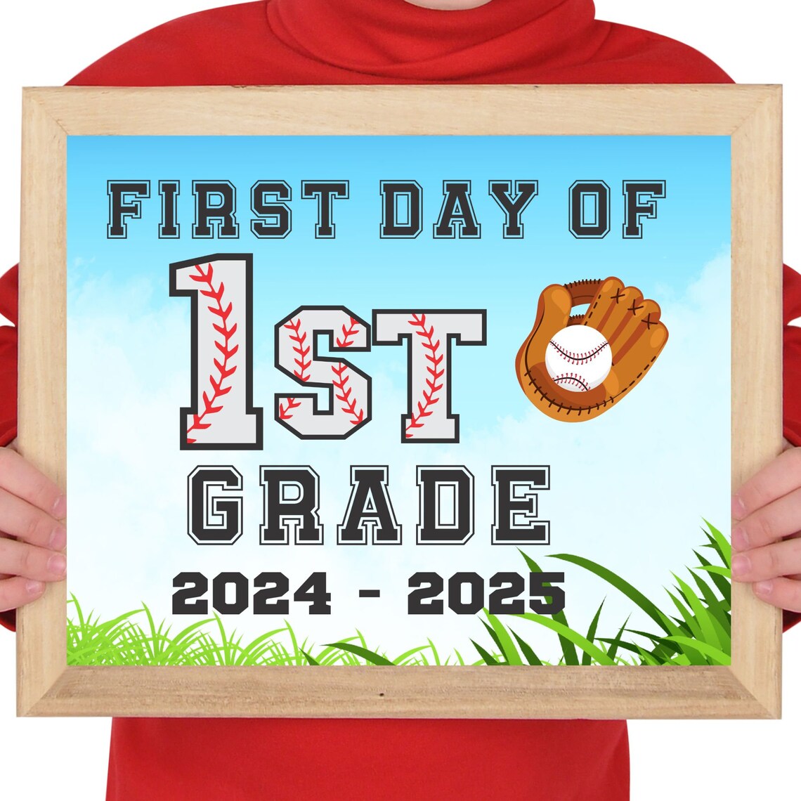 First Day of 1st Grade Baseball Sports Back to School Sign Photo Print - Image 2