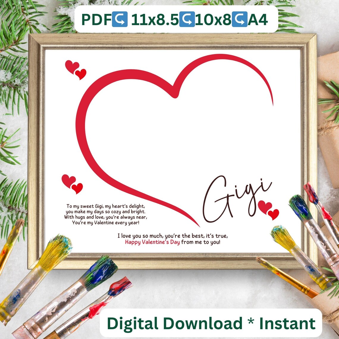 Gigi Handprint Poem Valentine's Day Heart Art Print - Image 2