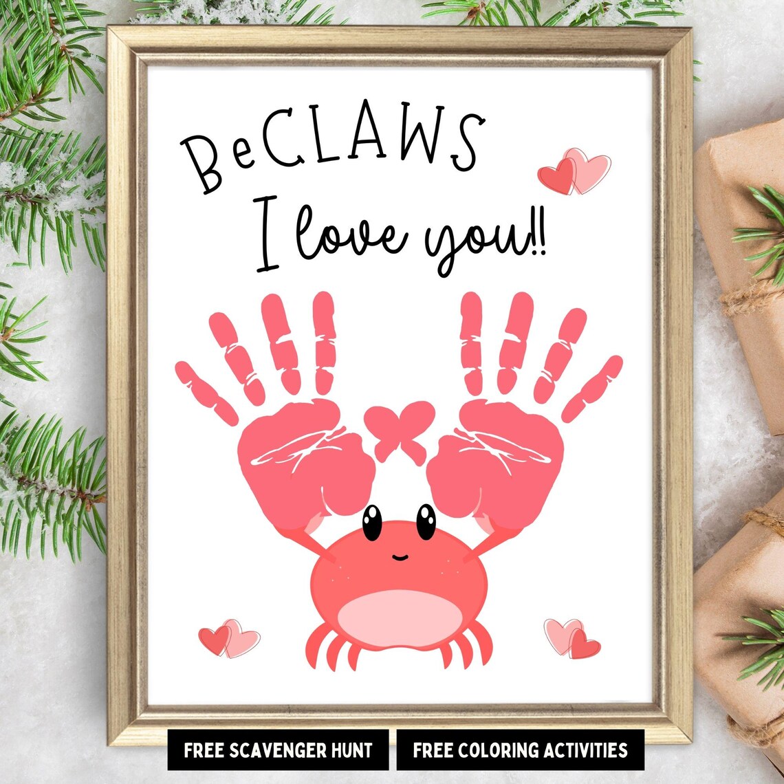 Valentines Day Handprint Craft I Love You Art Print