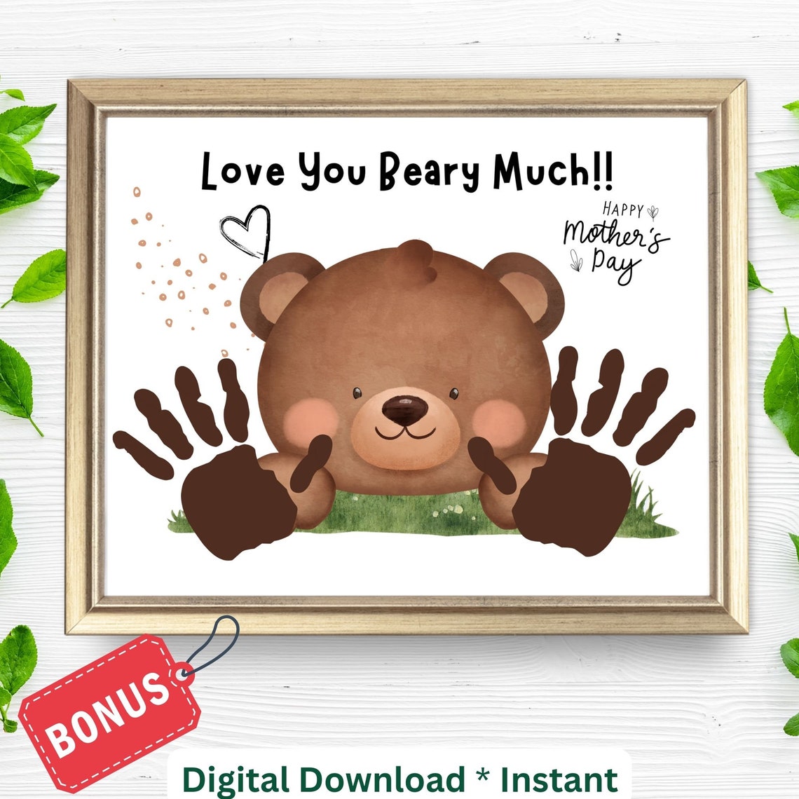 Mothers Day Footprint Craft Bear Handprint Sign For Kids Preschool Daycare Toddlers Love You Beary Much Baby Keepsake For Mom Grandma