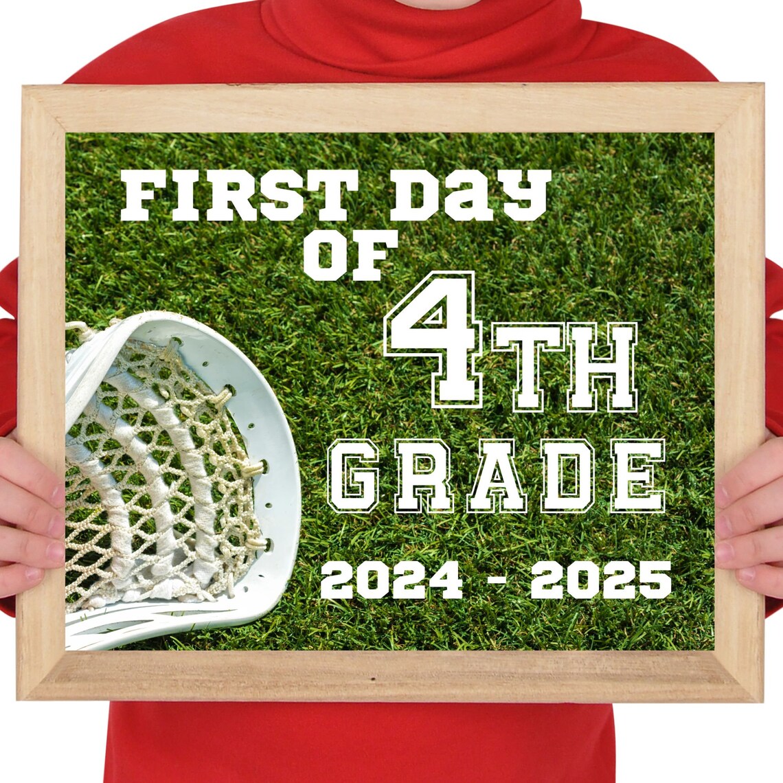 First Day of 4th Grade Lacrosse Sports Back to School Sign Photo Print - Image 2