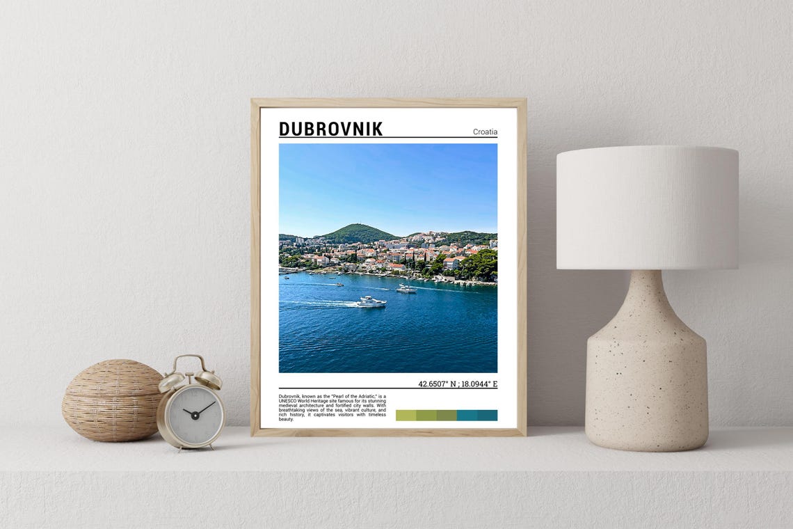 Dubrovnik Croatia Adriatic Harbor Boats Old Town View Poster - Image 2