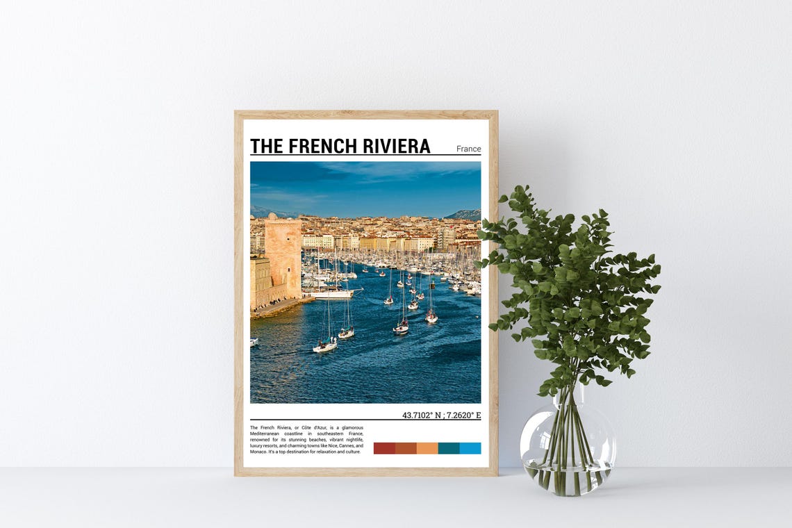 French Riviera Marina Sailboats Historic Harbor Mediterranean Poster - Image 4